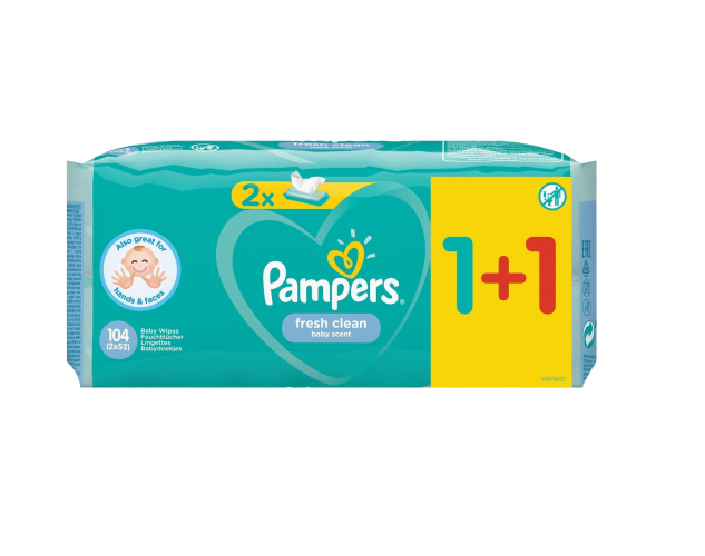 Pampers Fresh Clean Μωρομάντηλα 2x52τμχ