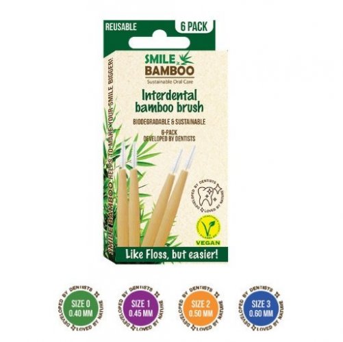 Smile Bamboo Reusable Μεσοδόντια Βουρτσάκια με Λαβή Size 2 (0.50MM) 6 τεμάχια