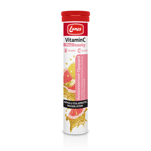 Lanes Vitamin C Plus Beauty- Αναβράζουσα Βιταμίνη C 500mg διπλής δράσης με γεύση Pink Lemonade 20tabs