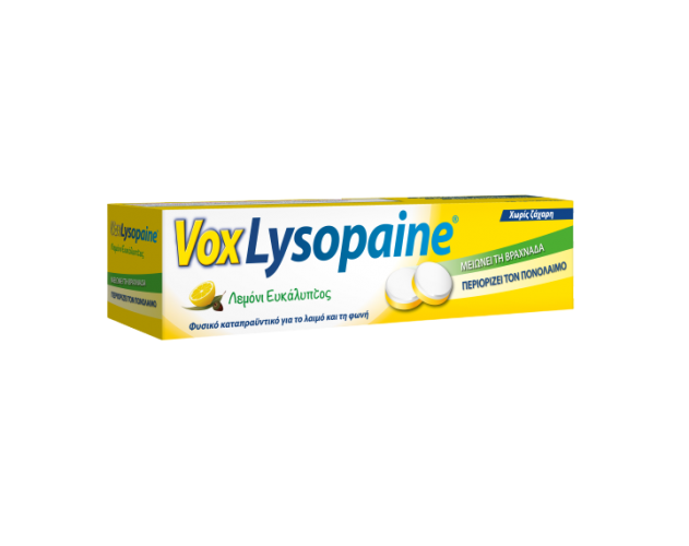 Vox Lysopaine για τον πονόλαιμο με λεμόνι-ευκάλυπτο 18 τροχίσκοι