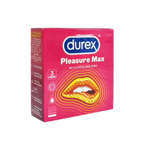 Durex Προφυλακτικά Με Κουκιδες και Ραβδώσεις Pleasuremax  Κανονική Εφαρμογή, 3 τεμάχια