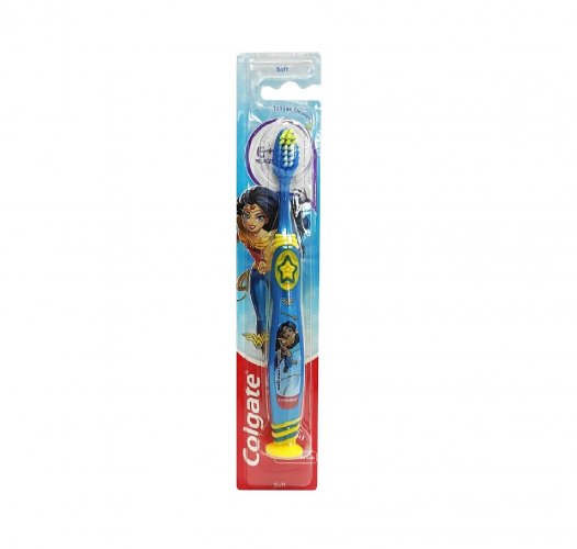 Colgate Παιδική Soft Μαλακή Οδοντόβουρτσα σε κίτρινο χρώμα για 6+ Ετών Wonderwoman 1 τεμάχιο