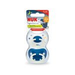 Nuk Signature Night Πιπίλες Σιλικόνης Μπλε-Λευκό 0-6 μηνών (10175270), 2 τεμάχια με θήκη