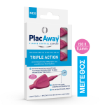Plac Away Μεσοδόντιο Βουρτσάκι Triple Action 0.4mm ISO 0 Ροζ, 6 τεμάχια