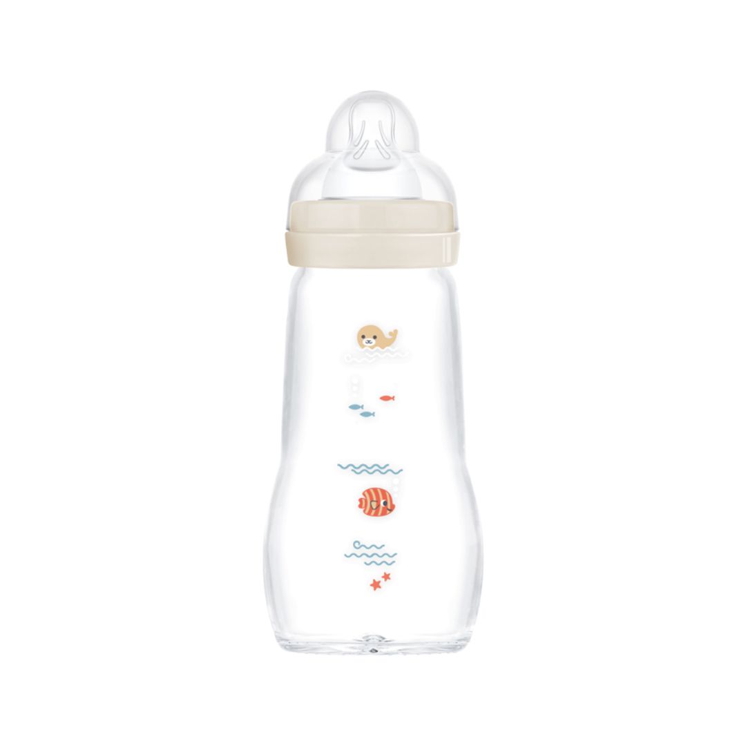 mam feel good MAM Feel Good Μπιμπερό Γυάλινο Γκρι 2+ μηνών, 260ml - Image 1